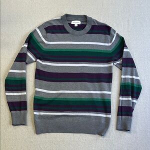 Free Assembly Striped Crewneck Sweater Gray Green Purple Size Small